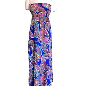 Banana Republic Strapless Maxi Dress BOHO Hippie Sz 4 Colorful Paisley #256A